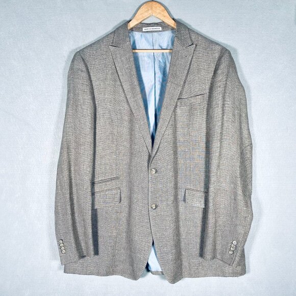 Joseph Abboud Blazer Mens 46 XL Beige Linen Wool Slim Fit Sport Coat Jacket - Picture 3 of 15